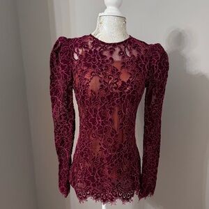 Michael Kors Burgundy Lace Blouse SIZE US 2
